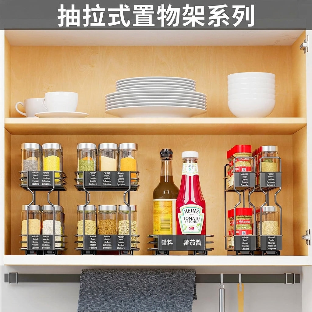 滑軌多層調味料收納置物架
