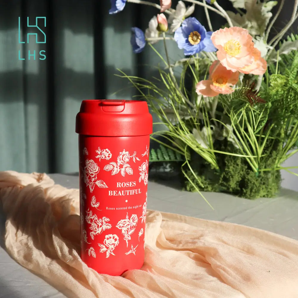 【LHS】凡爾賽玫瑰印花不銹鋼真空保溫保冷杯 采寓生活館