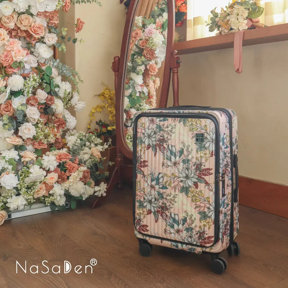 【德國NaSaDen納莎登】 萊茵系列前開行李箱-芙蘿拉粉小花 NaSaDen行李箱