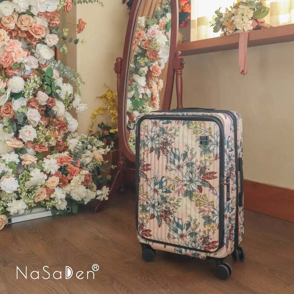 【德國NaSaDen納莎登】 萊茵系列前開行李箱-芙蘿拉粉小花 NaSaDen行李箱