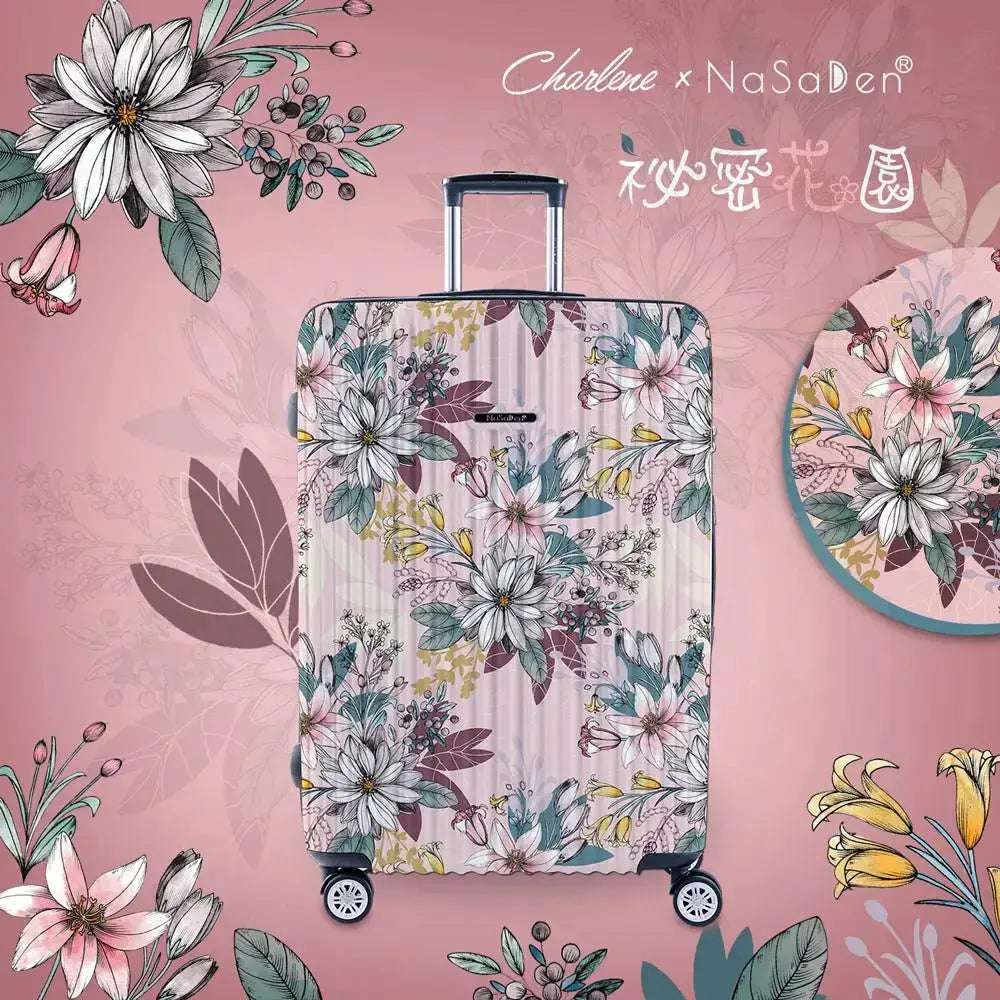 二代版 毓 NaSaDen納莎登新無憂【Charlene祕密花園聯名款】獨特印花拉鍊行李箱22/26/29吋 - 采寓生活館NaSaDen