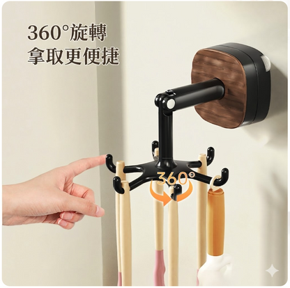 360°旋轉廚房掛勾置物架多功能收納好幫手