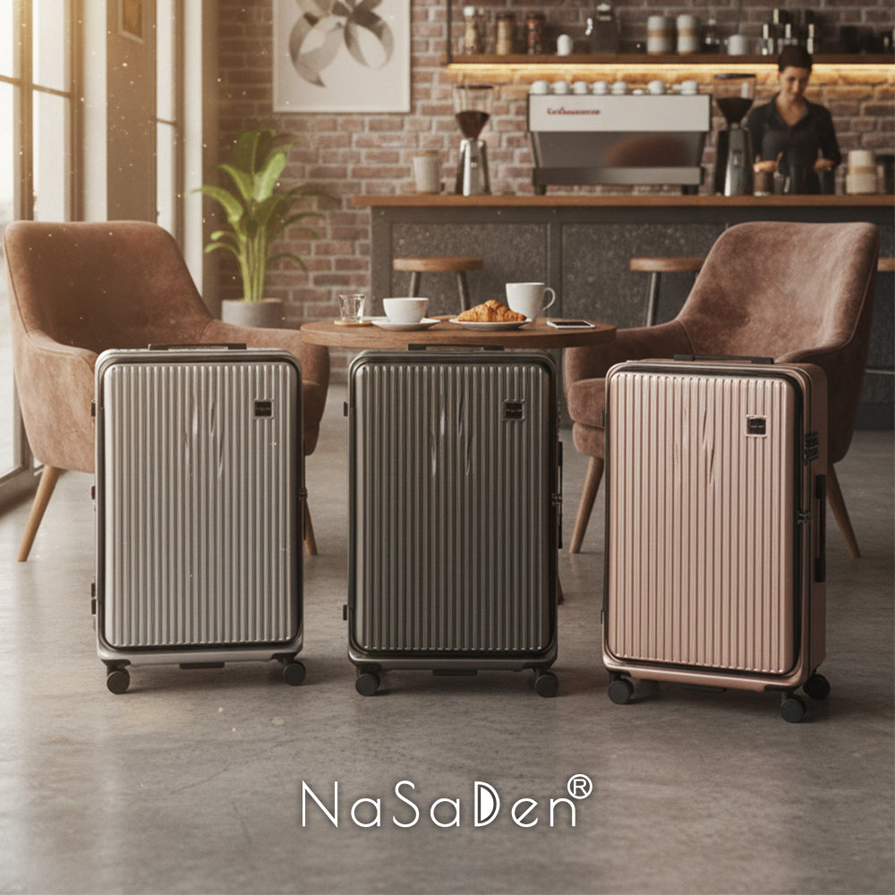 【官網獨賣】德國NaSaDen納莎登 萊茵系列前開行李箱【納莎登咖啡館】獨特印花拉鍊行李箱25吋/29吋
