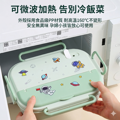 316不鏽鋼360°密封防漏可微波分隔便當餐盒
