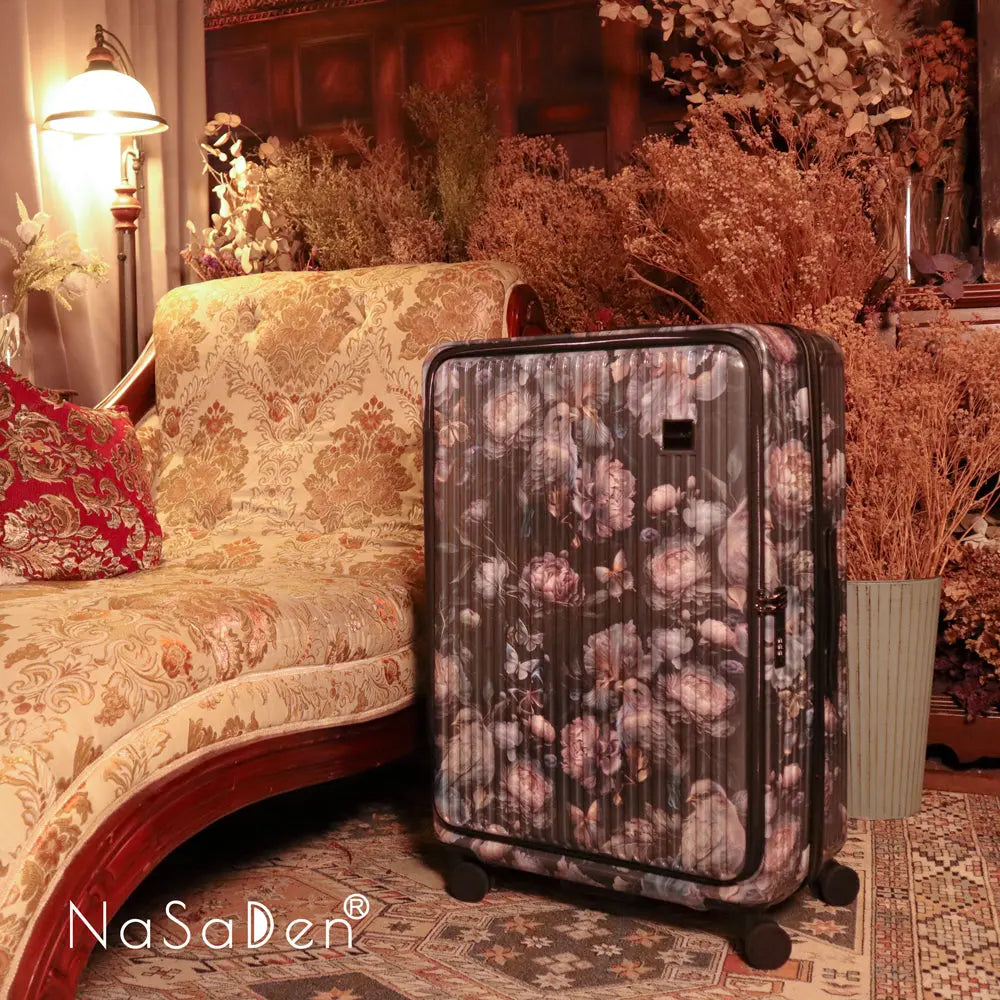德國NaSaDen納莎登 萊茵系列前開行李箱【沉癮花鳥聯名款】獨特印花拉鍊行李箱25吋/29吋 NaSaDen行李箱