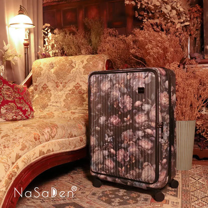 德國NaSaDen納莎登 萊茵系列前開行李箱【沉癮花鳥聯名款】獨特印花拉鍊行李箱25吋/29吋 NaSaDen行李箱