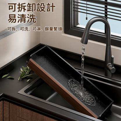 胡桃木廚房置物架免調料架