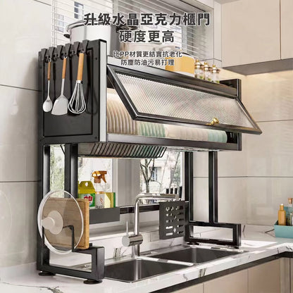 廚房水槽檯面碗碟防塵置物架