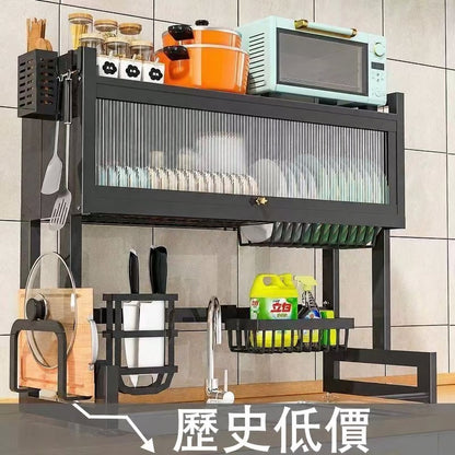 廚房水槽檯面碗碟防塵置物架