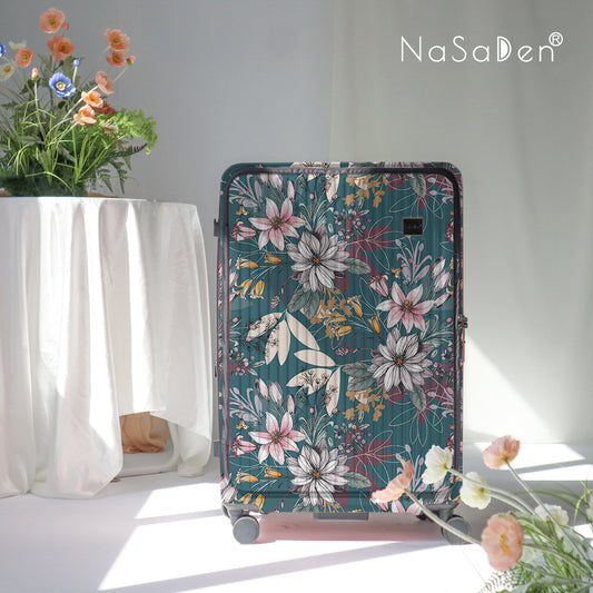 德國NaSaDen納莎登 萊茵系列前開行李箱【祕密花園土耳其藍大花聯名款】獨特印花拉鍊行李箱29吋